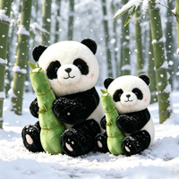 Boneka Panda Memegang Bambu Bahan Flanel PP Cotton Plush, Bantal Mainan, Suvenir Perjalanan, Hadiah Ulang Tahun untuk Anak-Anak