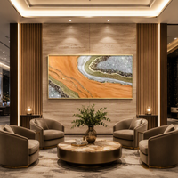 Art mural abstrait orange de luxe pour la décoration moderne et minimaliste du salon