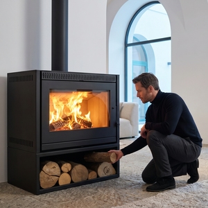 <span class=keywords><strong>Stufa</strong></span> <span class=keywords><strong>a</strong></span> <span class=keywords><strong>Legna</strong></span> in Acciaio ad Alta Efficienza Termica con Vista sul Fuoco per Appartamenti - Product Image 5