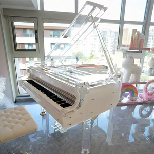Piano mécanique acoustique de luxe en bois massif, style moderne, esthétique haut de gamme, texture acrylique cristalline - Product Image 1