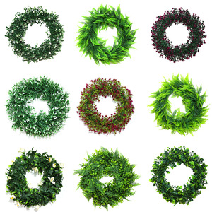 Simulated Plant Flower Wreath Round Plastic Durable <b>Wall</b> Decoration For Living Room Bedroom Interior <b>Decor</b> - Product Image 2