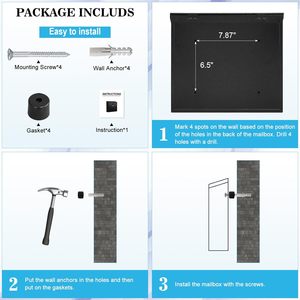 금속 블랙 색상 현대 디자인 야외 벽걸이 형 포스트 편지 상자 도매 사서함 가정 정원 - Product Image 2