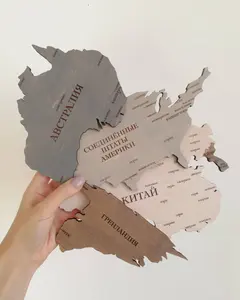 Mappa del Mondo in Legno 3D Marrone per Decorazione Murale Casa, Cucina o Ufficio - Product Image 1