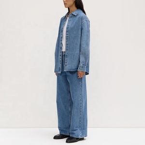 Maglietta <span class=keywords><strong>in</strong></span> Denim da <span class=keywords><strong>donna</strong></span> oversize 100% <span class=keywords><strong>camicia</strong></span> <span class=keywords><strong>in</strong></span> <span class=keywords><strong>jeans</strong></span> di cotone Premium con orlo curvo per abiti da Streetwear - Product Image 5