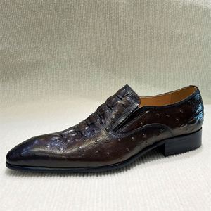 Mocassins pour hommes en cuir véritable à bout pointu, couleur unie, chaussures habillées de bureau et de carrière, toutes saisons, semelle extérieure en caoutchouc - Product Image 2