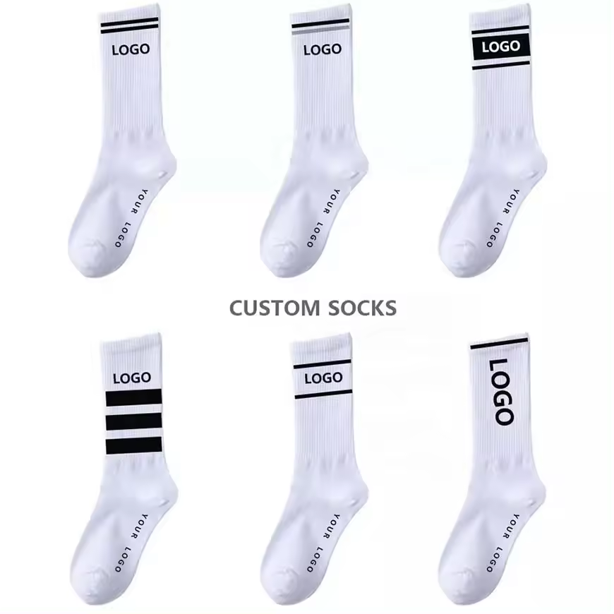 Wholesale Designer 100%Cotton Sporty Quick Dry Sweat Resistant Print Thick Unisex Daily Summer Men Custom Logo Crew Sport Socks