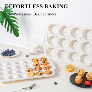 MUYULINS Factory Beige 12-Cup LFGB Non-Stick BPA Free Metal Reinforced Frame <b>Silicone</b> Cupcake Pan Muffin Tray <b>Baking</b> Mold - Product Image 1