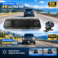 10 inç dokunmatik ekran araba ayna kamera 4k wifi gps dash kamera doble camara ayna araba dvr'ı çift lens ön ve arka 4k dashcam