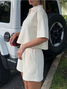 Unisex Summer Sports Leisure Solid Polo Collar <b>Top</b> Sports <b>Shorts</b> | Half Placket <b>Short</b> <b>Sleeve</b> <b>Knitting</b> Breathable Daily Wear - Product Image 4