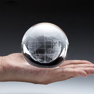 Crystal Glass <strong>World</strong> <strong>Globe</strong> Crystal Ball <strong>Rotation</strong> Crystal <strong>Globe</strong> Paperweight for Office Desk Decoration - Product Image 4