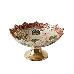 Frutero de Lujo para Decoración del Hogar, Tazón de Metal Hecho a Mano con Esmalte de Color, Plato Decorativo para Servir, Regalo de Boda, Estilo Pedestal - Product Image 1