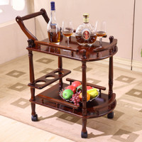 Chariots de service mobiles à double étage en bois, modernes et écologiques, pour salons de beauté, hôtels et restaurants, utilisation en salon