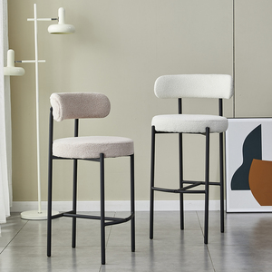 Modern Velvet <strong>High</strong> <strong>Back</strong> Metal Leg Elegant Home Bar <strong>Stools</strong> Comfortable Durable Kitchen Bar Furniture - Product Image 1