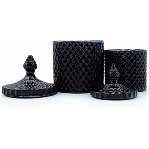 Recipientes de Vidrio Esmerilado Negro y Dorado para Velas, Frascos Mate Medianos con Tapa para Fabricación de Velas - Product Image 3