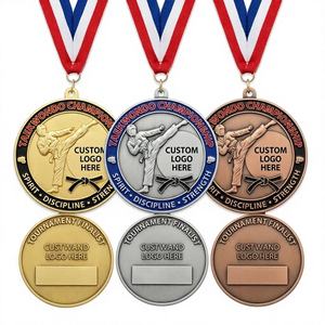 Custom Zinc Gold <b>Silver</b> Bronze Medals with UV <b>Printing</b> and Soft Enamel Technique for Sports Competitions - Product Image 1