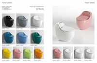 Cuvette de toilette ronde monobloc en forme d'oeuf pour hôtel de luxe, toilette en céramique montée au sol pour salle de bain