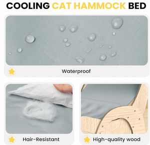 Hamaca de Bambú y Madera para Perros y Gatos, Alfombra Autorefrigerante, Diseño Elevado Desmontable, Funda Lavable Extraíble para Uso en Interiores/Exteriores - Product Image 6