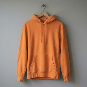 <b>Orange</b> <b>Fleece</b> 100% Cotton Solid Front Pullover Hooded Sweatshirt Men Kangaroo Pocket Regular Fit Winter Custom Logo - Product Image 1