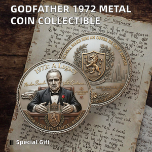 Moneta Commemorativa in Metallo Placcato a Tema Il Padrino 1972 con Immagine di Marlon Brando, Onore Familiare, Stampa UV, Regalo da Collezione - Product Image 2