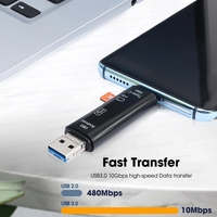 Lector de tarjetas OTG 5 EN 1 Micro USB Tipo C Lector de tarjetas de memoria para computadora Smartphone