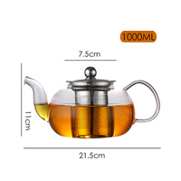 Bouilloires en verre borosilicaté 600ml 800ml 1000ml Théières personnalisées avec passoire en acier inoxydable