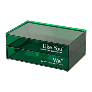 Transparent Stackable Drawer Storage Box Office Organizer Rectangle Solid Color Desktop Document Cabinet With Lid For Home - Product Image 5