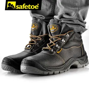 Safetoe Ce Brede Stalen Neus Magazijn Lederen Veiligheid Laarzen Elektrische Bescherming Veiligheid Werkschoenen