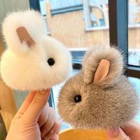 Boneka Kelinci Rex dari Bulu Kelinci, Gantungan Kunci Kelinci, Gantungan Tas Mini, Liontin, Kelinci Mati yang Lucu, Boneka Kelinci Isi Dakron, Gantungan Kunci Boneka Kelinci, Mainan