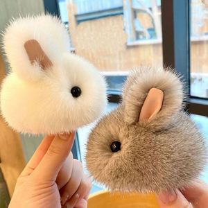 Rex Thỏ lông plushie thỏ Keychain <span class=keywords><strong>Mini</strong></span> Túi quyến rũ Mặt dây chuyền dễ thương chết Bunny Thỏ nhồi bông động vật Bunny sang trọng Móc khóa đồ chơi - Product Image 1