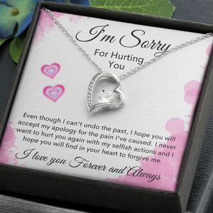 UIONEN Collar Clásico con Colgante de Corazón Plateado 'Lo Siento por Hurtarte' con Tarjeta de Texto Personalizado, Regalo de Perdón y Reconciliación para Parejas - Product Image 3