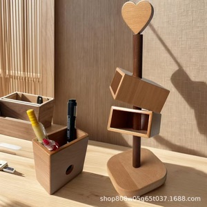 Wooden Multi Tier <b>Pen</b> <b>Holder</b> 3 Layer Desktop Organizer For Study Office Student Art Supplies Storage Rack Retro Color - Product Image 2