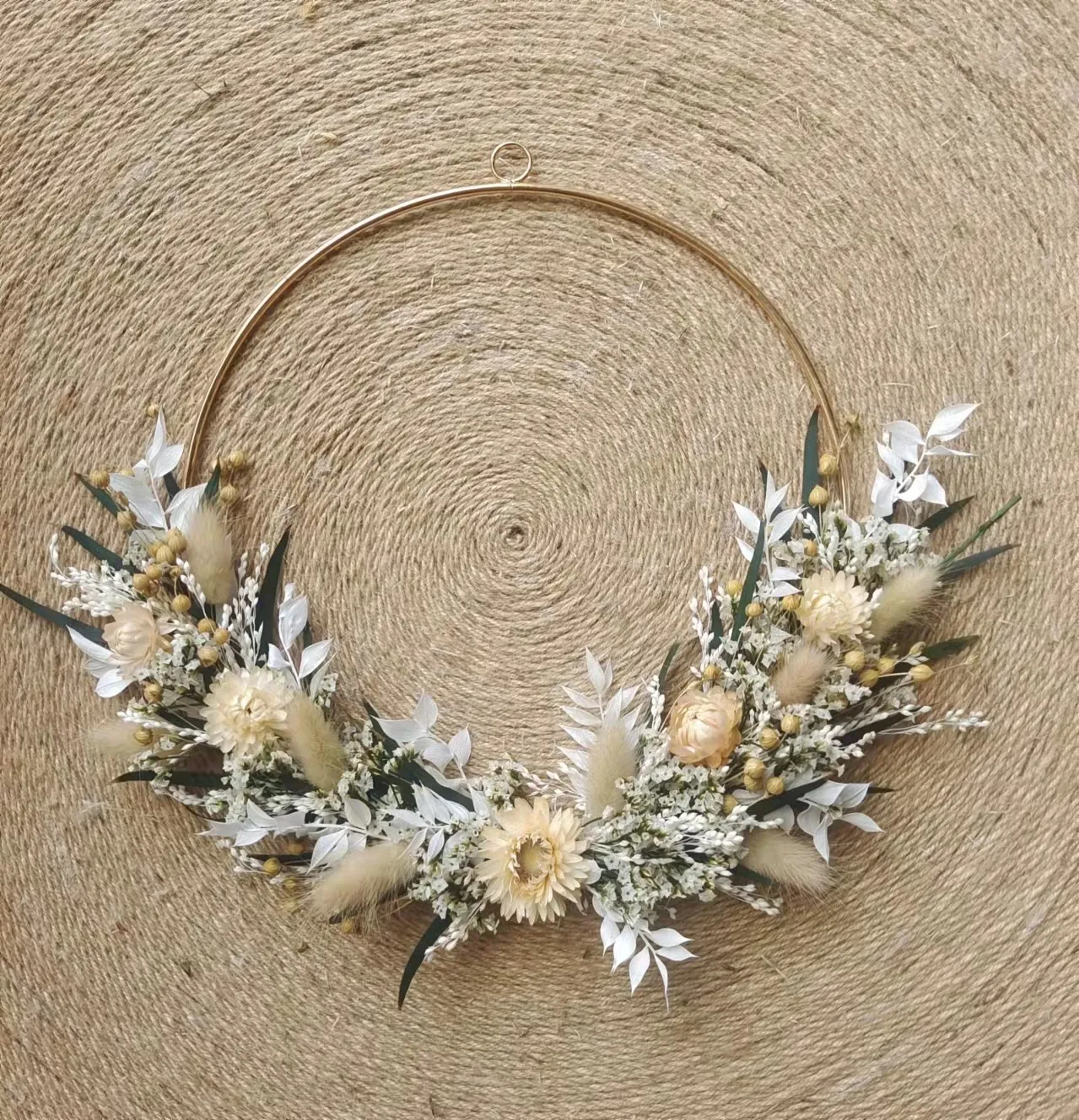 Door Hanging Natural Dry Plant String Dried Pampas Grass Flower Wreath For Wedding And Decoration Pampas Wreath