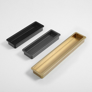 Zinc Alloy Rectangle Concealed Cabinet Handle Embedded For Drawer Door Minimalist Design Easy Installation - Product Image 5