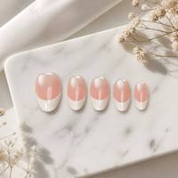 Y111 Kaixin – Kit d'ongles artificiels réutilisables blancs courts en forme d'amande, style French Cat Eye, fournitures pour nail art