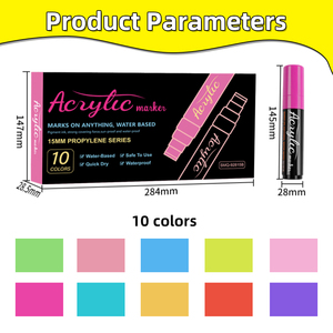 Marcadores Offre Spéciale Marqueur Acrylique Grand Diamètre Jumbo Affiche Marqueurs Ensemble 10 Couleurs 15mm Large Pointe Permanent Peinture Acrylique Stylos - Product Image 4