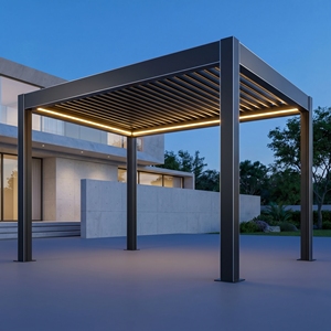 Pergola motorisée automatique en aluminium avec toit <span class=keywords><strong>à</strong></span> lamelles réglables, imperméable, avec éclairage LED pour l'extérieur - Product Image 1