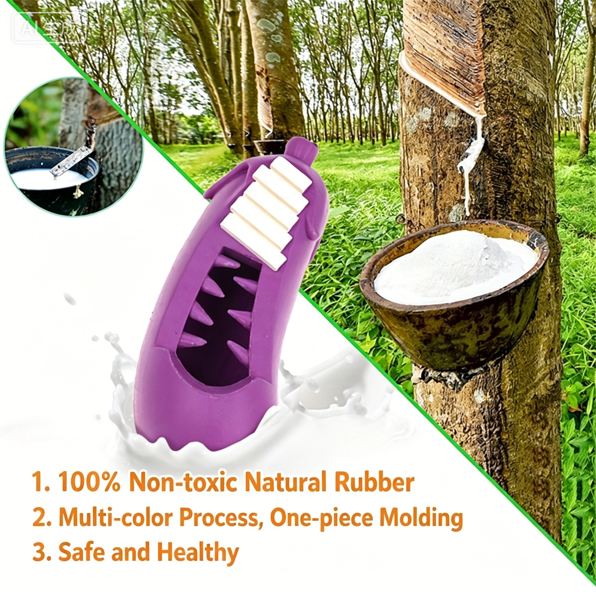 Indestructible Eggplant Rubber Dog Chew Toy – Treat Dispensing Dog Toy for Aggressive Chewers - View 4
