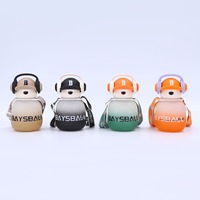 Bouteilles d'eau en plastique pour enfants de dessin animé mignon Kawaii bouteilles de motivation chapeau de Baseball écouteur ours tasses d'eau minérale tasses