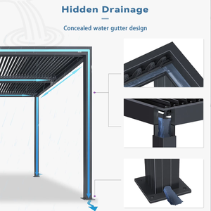Pérgola Bioclimática Motorizada con Revestimiento Impermeable y Antioxidante de Aluminio, con Iluminación LED, <span class=keywords><strong>para</strong></span> Villas y Resorts con Vista al Océano - Product Image 5