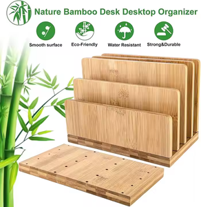 Organizador de Escritorio de Bambú 100% Natural para Archivos, Computadora, Teléfono, Almacenamiento de Escritorio, Carpeta para Papel, Porta Cuadernos, Contenedor de Correo para Oficina - Product Image 6
