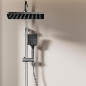 Usine pas cher <span class=keywords><strong>prix</strong></span> atmosphère lumière pistolet gris salle de bain Piano affichage numérique robinet douche pluie 4 fonction système ensemble - Product Image 1