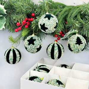 Cross-Border Baubles, Tree Ornaments, 8Cm Flocked <b>Gift</b> <b>Box</b> Hanging Decorations for <b>Christmas</b> Decor - Product Image 4