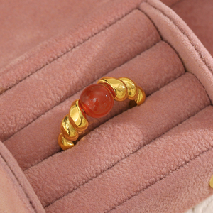 Gold Plated Twisted Band Rings with Colorful <strong>Beads</strong> Pear Colorful Onyx <strong>Emerald</strong> Stone Jewelry for Women - Product Image 3