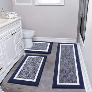 Juego de alfombras de baño de Cachemira de imitación Simple de 3 piezas con diseño de dibujos animados, alfombrilla de inodoro antideslizante absorbente para suelo de ducha en Stock - Product Image 5
