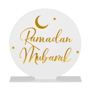Islamic <b>Gift</b> Ramadan Party Decoration <b>Umrah</b> Table Stand Hijj Mubarak Acrylic White Happy Eid Decor Sign - Product Image 4