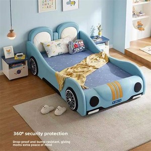 Letto a baldacchino moderno in pelle a forma di auto da corsa per bambini, personalizzabile, in legno, per camerette di ragazzi <span class=keywords><strong>e</strong></span> ragazze - Product Image 4