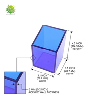 Porte-stylos en acrylique bleu translucide en gros, pot à crayons de bureau à ouverture inclinée pour rangement de fournitures de bureau OEM
