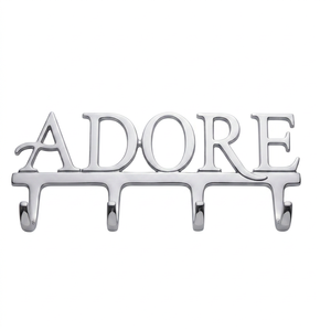 Elegantes Ganchos Metálicos Adore para Pared, 4 Ganchos, Diseño Moderno con Letras, Resistente al Óxido, Perchero Organizador - Product Image 1