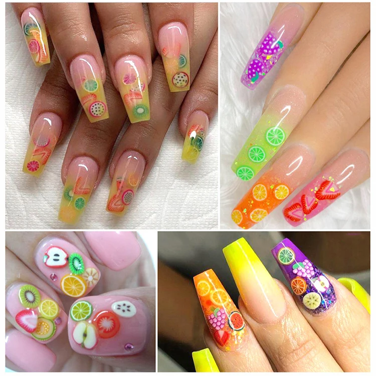 Cellphone decorations nail art slice DIY slimes mud 3D polymer clay slices slime accessories Nail Fruit Decoration