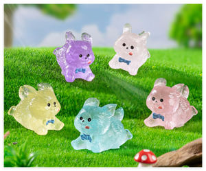 Luminoso brillante dibujos animados miniaturas animales estatuas estatuilla caniche francés Toro perro resina decoración patio jardín centro hadas - Product Image 4